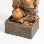 Teamson Home 28.5" Outdoor 4-Tier Stacked Stone Fountain, Brown - Image 5