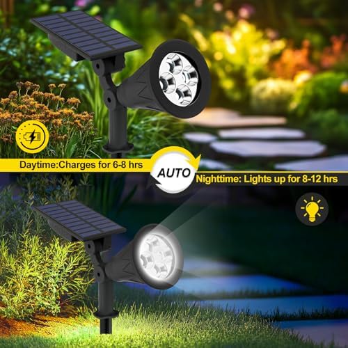 T-SUN Solar Spot Lights Outdoor Waterproof,Solar Landscape Spotlights,1Pack - Image 4
