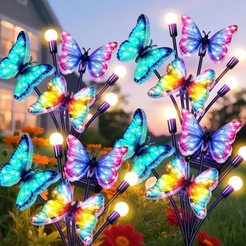 TEDOF 4 Pack Solar Butterfly Outdoor Lights Waterproof for Garden by TEDOF
