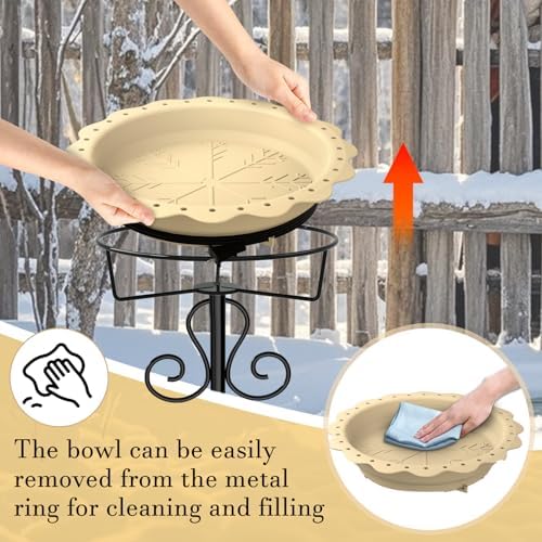 Heated Bird Baths for Outdoors, 100W Heated Birdbath Outside Winter, Yellow - Image 5