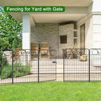 Metal Garden Fence with Gate 36in(H) X18.6ft(L) 1Gate+7Panels Border Fences - Image 2