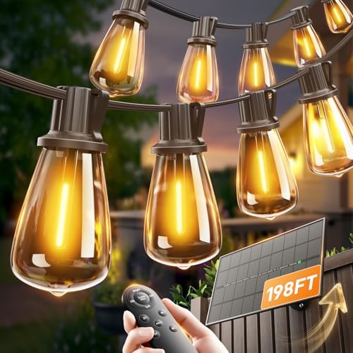 addlon 198FT(192+6) Solar String Lights Outdoor with Remote, Long-Lasting by addlon