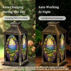 Solar Lantern Stained Glass Window Grapevines Purple Grapes Scenic Vineyard Outdoor Waterproof Garden Hanging Lantern Solar Powered Lighting Outside Table Lamp for Patio Deck Camping 1 Pack - Image 3