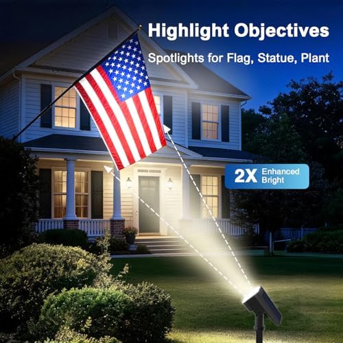 JEJOT Solar Spotlights Outdoor Waterproof with Focus Beam, 8 Pack - Image 2