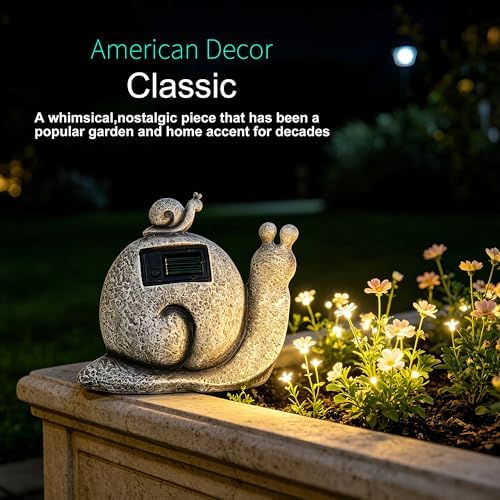 Solar Garden Snail Statue, Lawn Decor for Patio Balcony Yard - Image 3