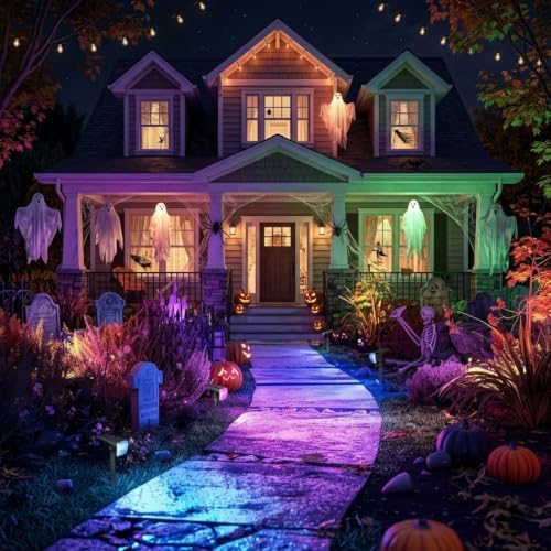 Linkind Halloween Solar Spot Lights Outdoor Waterproof Multicolor 12 Pack - Image 2