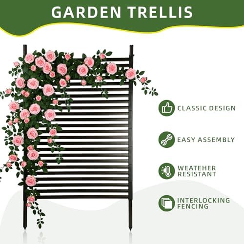 Metal Garden Trellis for Climbing Plants, 59 Inch Tall Fence Plant Support for Flower and Vegetable (35.5" W x 59" H) - Image 3