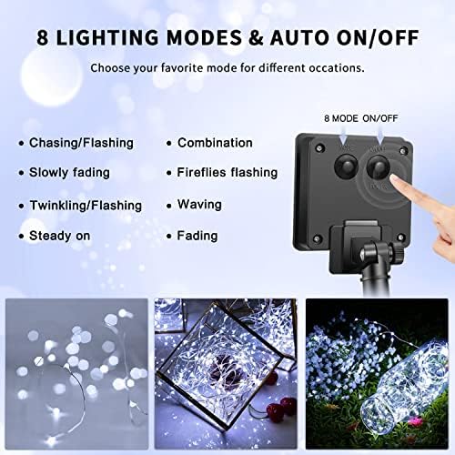 JMEXSUSS 4 Pack Solar Fairy Lights, 33ft 100LED Solar String Lights, White - Image 5