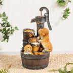 Glitzhome Water Fountain Outdoor, Outdoor Fountain with Lights & Pump, 23.75" H Cute Dog Playing Around The Water Polyresin Cascading Waterfall Floor Standing Water Feature for Garden, Patio - Image 6
