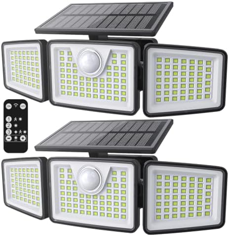 daphino 2500LM Solar Lights, Motion Sensor Outdoor Lights, 3-Head, 2 Pack by ChargebySunLightUpHome