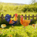 4 Pack Rooster Garden Stakes 20.5in Metal Rustproof Chicken Yard Art by YNGFIL