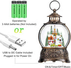 Christmas Snow Globe Water Lantern with Mountain Village and Train Scene Battery Operated or USB Powered Musical Lighted Holiday Decoration for Tabletop Display for Family and Friend - Image 3