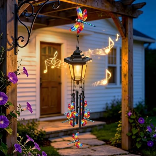 Large Solar Dragonfly Wind Chimes, Gifts for Women Mom Grandma Wife Sister Daughter Neighbor, Black Metal Wind Chimes with Wind Catcher, Solar Decor Lights for Outdoor Garden Patio Yard Porch Window - Image 6