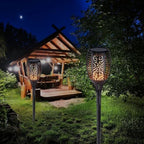 Flickering Solar Torch Lights 6 Pack, Dancing Flame Effect Garden Lamps with 12 LEDs, IP65 Waterproof Outdoor Landscape Lighting for Pathway Patio Lawn, Warm Light, Black - Image 4