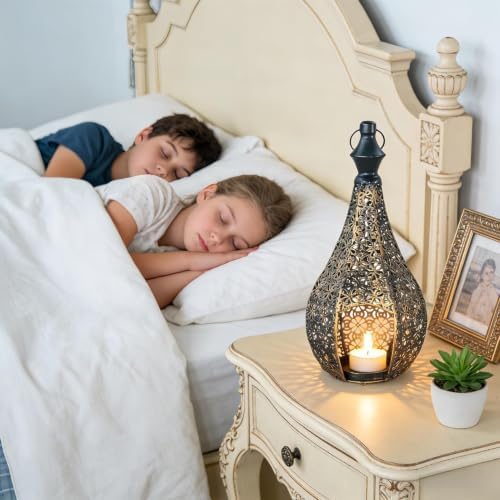 Decorative Candle Holders - Moroccan Metal Lantern Candlestick | Hanging - Image 2