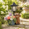 Solar Power Cow Outdoor Statue with Planter & Solar Lantern by Unknown