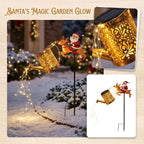 Solar Watering Can with Stake LED Christmas Santa Metal Garden Decor - Image 5