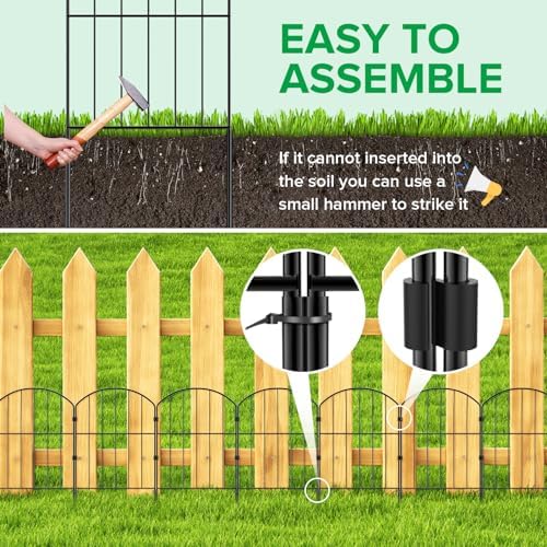 VANCASTLE Decorative Garden Fence 25 Panels, Total 26ft (L) x 24in (H) Rustproof Metal Wire Fencing Border Animal Barrier, Flower Edging for Landscape Patio Yard Outdoor Decor, Arched - Image 3