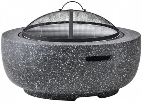 Round Wood Burning fire Pit Outdoor Fireplace for Patio-23 Black by Loomdeen