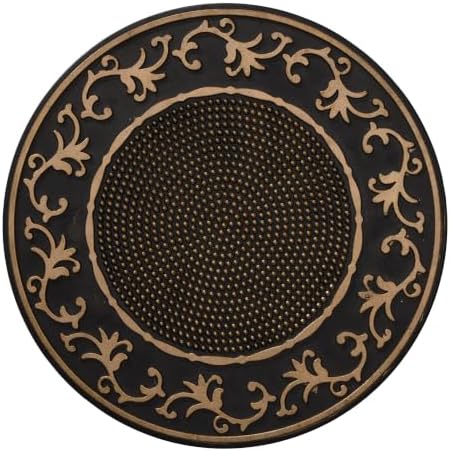 HF by LT Deluxe Rubber Stepping Stone, Scroll Pin Dot Design, Heavy Duty 13" All-Weather Garden Tile, Black with Brushed Brass Finish, Set of 3 - Image 3