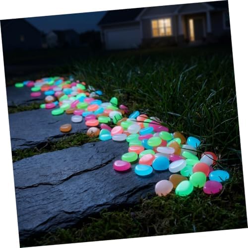 500pcs Glow in Dark Pebbles Resin Garden Decorative Stones - Image 5