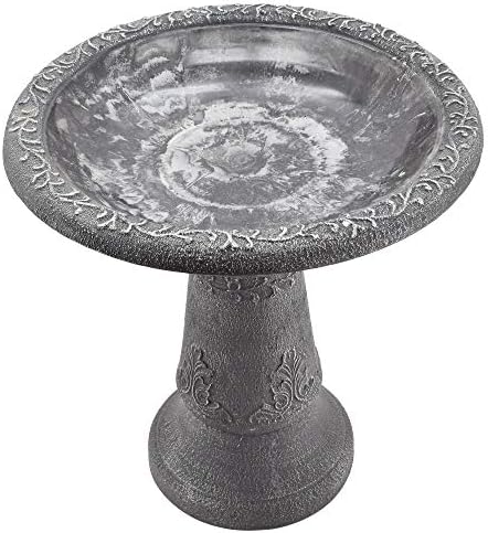 Arcadia Garden Products BB05 Fiberclay Bird Bath Outdoor Garden Decor, Antique Vintage Weather Resistant Water Bowl for Backyard and Patio and, 20-inch Tall, Black - Image 4