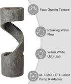 Glitzhome Outdoor Water Fountain with LED Light, Modern Spiral Tiered Outdoor Fountain with Stone Planter, Curved Freestanding Waterfall Fountains for Garden Patio Deck Porch, 40”H - Image 3