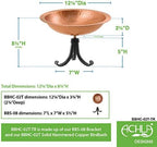 Achla Designs BBHC-02T-TR Hammered Tripod Stand Birdbath, Polished Solid Copper, Black - Image 2