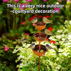 3-Tiered Cascading Rain Catcher Garden Stake, Rust Patina Metal Bird Bath with Water Bowls, 26.7 Inch Outdoor Garden Decor & Plant Support for Yard, Flower Beds & Patio - Image 7
