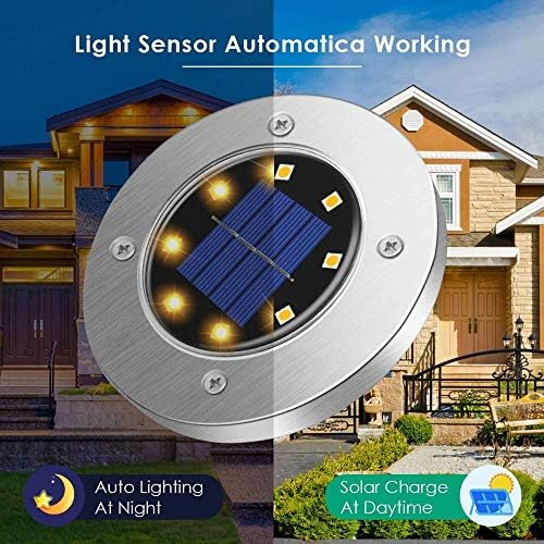 Solar Ground Lights Ip65 10 Lamp Beads Solar Garden Lights Outdoor Led Disk Lights Waterproof In-Ground Outdoor Landscape Lighting for Lawn Patio Pathway Yard Deck Walkway Flood Light,White Ligh - Image 3