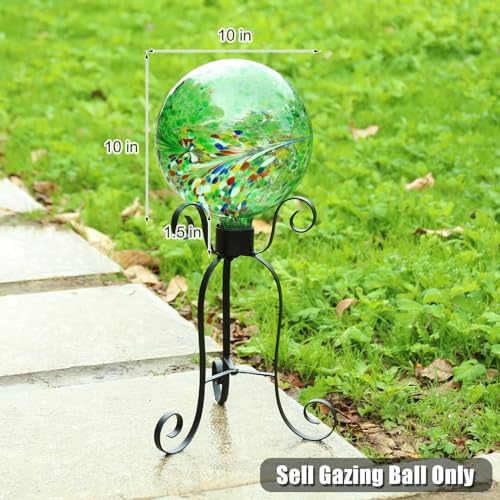 VCUTEKA Gazing Ball for Garden, Glass Outdoor Garden Globe Decor 10" Green - Image 5