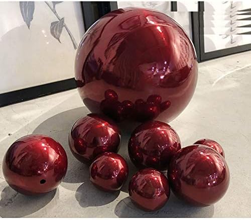 8 in Gazing Ball,Red Stainless Steel Mirror Globe,Polished Reflective Smooth Garden Sphere,for Garden Home Decoration with Colorful Shiny Addition - Image 2
