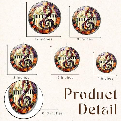 Treble Clef Piano Acrylic Suncatcher 10 Inches, Fall Decoration Indoor Outdoor, Bedroom Porch Decor, Stained Glass Effect Window Hanging, Music Lover Ornament, Pianist Gift for Her - Image 3