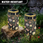 Poceacles Solar Pathway Lights Outdoor Grave Solar Lights Outside Waterproof Cemetery Flameless Candles Outdoor Grave Candle Markers Eternal Decor, Butterfly Floral Print Black, Pack of 2 - Image 6