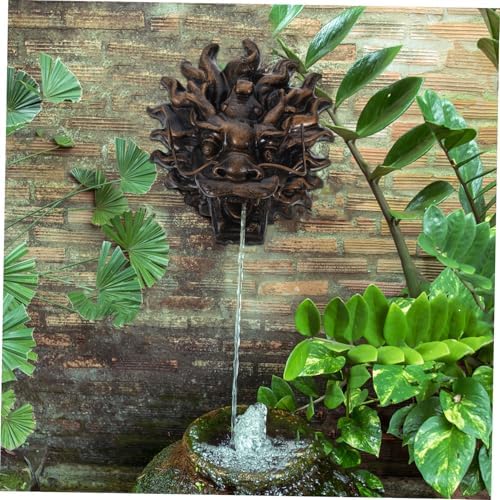Yardwe Dragon Head Wall Fountain Outdoor Garden Decor Solar Water Fountain Resin Material Easy Install - Image 3