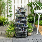 Rock Waterfall Outdoor Fountain with LED Lights Stone Garden Fountains Outdoor Décor for Patio Lawn Backyard Cascading Tiered Outdoor Water Fountain - Image 5