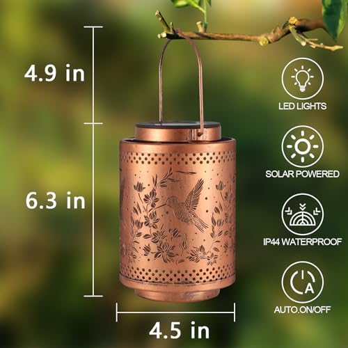 2 Pack Hummingbird Solar Lanterns Garden Decor Birthday Gifts for Women - Image 5