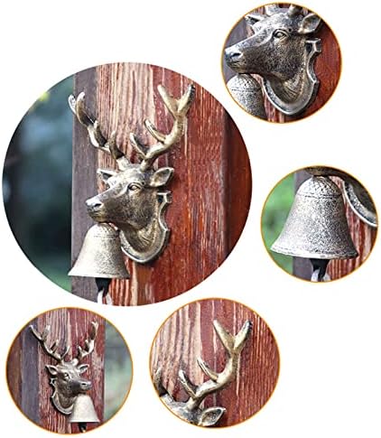 Outdoor Bell Cast Iron, Bull Head Dinner Bells for Outside Farmhouse Front Door Entry Wall Decor, Vintage Bronze Hanging Welcome Bell, Manually Shaking Bells - Image 4