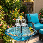 Solar Cascade Hanging Bird Bath Fountain, Solar Water Fountain for Bird Bath, Hanging Bird Bath, Solar Bird Bath, Bird Bath Bowl with Solar Powered Pump for Outdoor Garden (Purple+Solar Panels) - Image 2