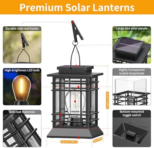 Solar Lanterns Outdoor Waterproof, Hanging Solar Lights for Outside 6 Pack - Image 3