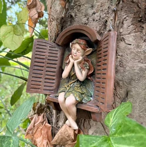 Flower Fairy Statue Tree Face Outside Yard Art Garden Statue Decorations - Image 4