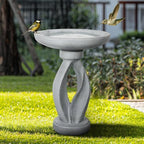 SKYFIRE 21.8" Tall Outdoor Bird Bath for Garden -Concrete Modern Freestanding Patio Birdbath, Decoration Yard Statue for Garden, Patio, Lawn -16”Dia X 21.8”H Contemporary Birdbaths with Pedestal by SKYFIRE