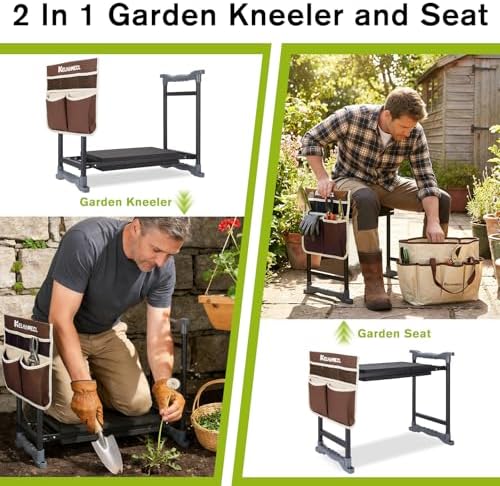 Garden Kneeler and Seat with Umbrella,Heavy Duty Gardening Bench and Stool - Image 7