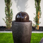 XBrand 25.98" H Brown Round Stone Indoor/Outdoor Modern Sphere Water Fountain with LED Lights – Ball Bubbling Fountain Décor for Garden, Patio, or Tabletop - Image 4