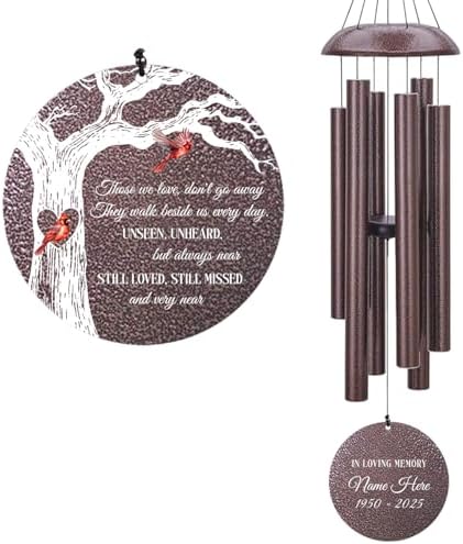 Personalized Sympathy Wind Chime, Cardinal's Wind Chimes, Wind Chimes for Loss of Loved One, Sympathy Gift Loss of Mom, Dad or Loved One by ExtrabilyOfficial