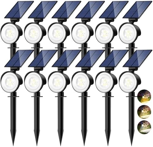 nipify 12 Pack Solar Spot Lights Outdoor Waterproof, Landscape Spotlights by Nipify