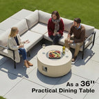 36'' Outdoor Round Propane Fire Pit Table Concrete - Image 6