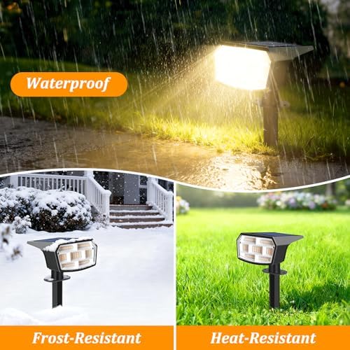 8-Pack Solar Spot Lights Outdoor Waterproof,Landscape Spotlight Warm White - Image 3