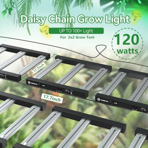 Grow Light FARMLITE 120W Grow Lights for Indoor Plants Full Spectrum LED Growing Light Plant Hanging Growing Bar Lamps Seedling Daisy Chain Dimmable Board 2x2ft Coverage (120, Watts) - Image 2