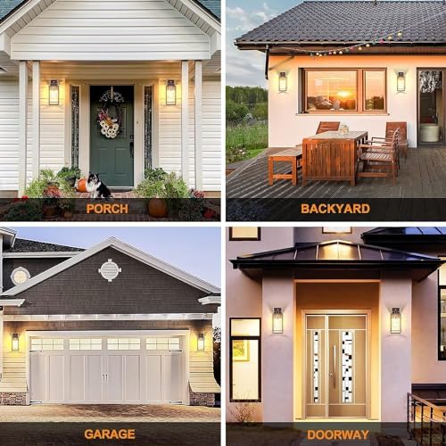 Dusk to Dawn Outdoor Lighting Fixtures for House, ORB Sensor Porch Exterior Lights Wall Mount, Anti-Rust Wall Light, Wall Sconce Lamp, Waterproof Wall Lantern for Garage, 2-PACK - Image 6